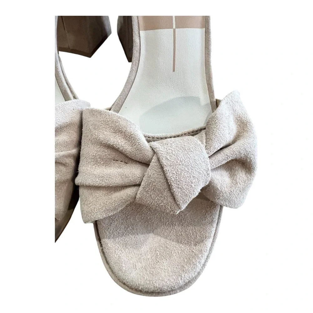 Dolce Vita Pacie Heels Camel Suede Bow Platform Sandals Size 8 $150 Retail